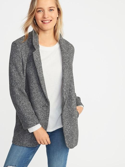 Soft-brushed Herringbone Coat For Women