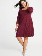Old Navy Womens Fit & Flare Plus-size Scoop-neck Dress Burgundy Dot Size 3x