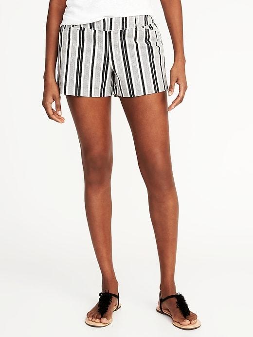 Old Navy Womens Pixie Chino Shorts For Women (3 1/2) O.n. New Black Stripe Size 8