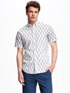 Old Navy Classic Printed Slim Fit Shirt For Men - Navy Rope