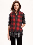 Old Navy Printed Quilted Vest For Women - Red Plaid