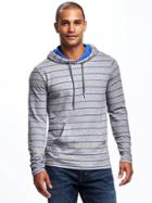 Old Navy Soft Washed Striped Hoodie For Men - Heather Gray