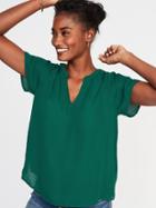 Old Navy Womens Relaxed Split-neck Top For Women Botanical Green Size Xs