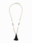 Old Navy Beaded Tassel Pendant Necklace For Women - Black