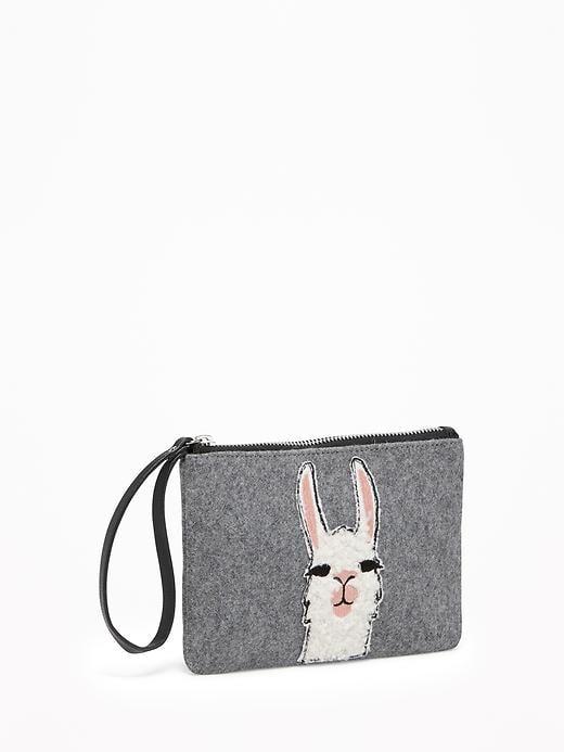 Old Navy Llama Graphic Felt Wristlet For Women - Llama