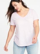 Old Navy Womens Plus-size Everywear Linen-blend Tee Light Purple Stripe Size 1x