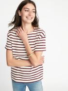 Old Navy Womens Relaxed Mariner-stripe Thick-knit Tee For Women White Stripe Size Xl