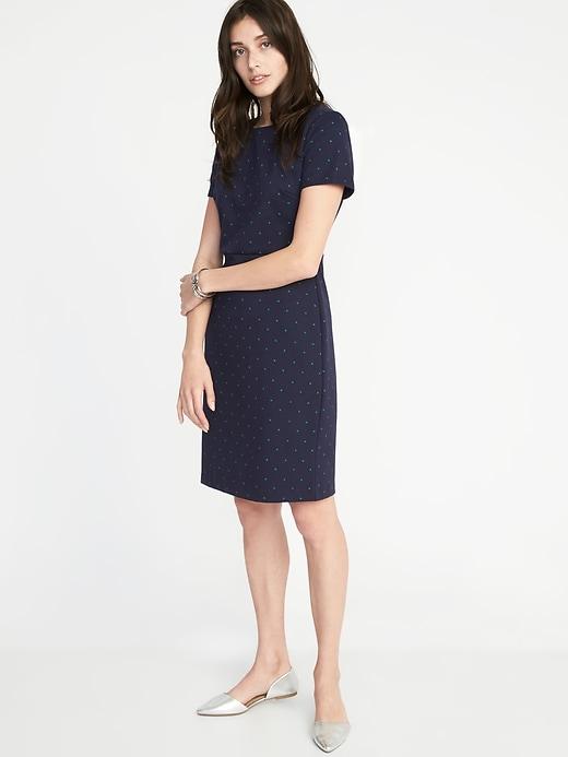 Old Navy Womens Ponte-knit Sheath Dress For Women Navy Dots Size Xl