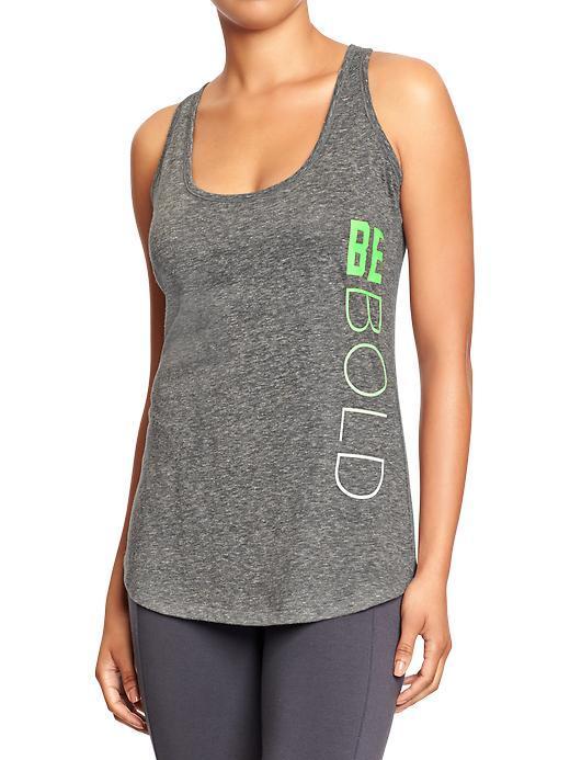 Old Navy Womens Active Godry Graphic Tanks - Heather Dark Gray