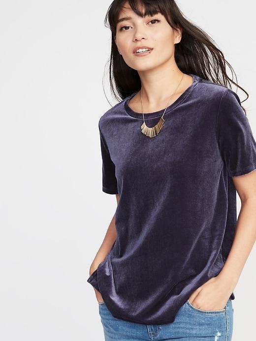 Old Navy Womens Relaxed Plush Velvet Tee For Women Lost At Sea Navy Size Xl