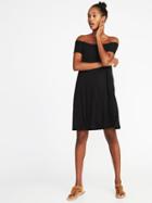 Old Navy Womens Off-the-shoulder Swing Dress For Women Black Size S