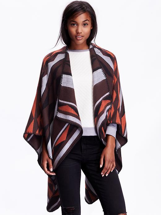 Old Navy Womens Poncho Wrap Size One Size - Tan Combo