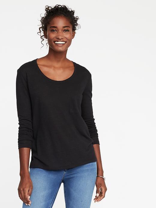 Old Navy Boyfriend Linen Blend Tee For Women - Black