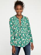 Old Navy Pintuck Swing Blouse For Women - Green Floral