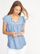Old Navy Womens Tassel-tie Swing Top For Women Smith Wash Size Xs