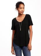 Old Navy Womens Luxe Curved-hem Tee For Women Black Size M