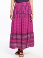 Old Navy Womens Tiered Boho Maxi Skirt For Women Raspberry Tart Size Xl