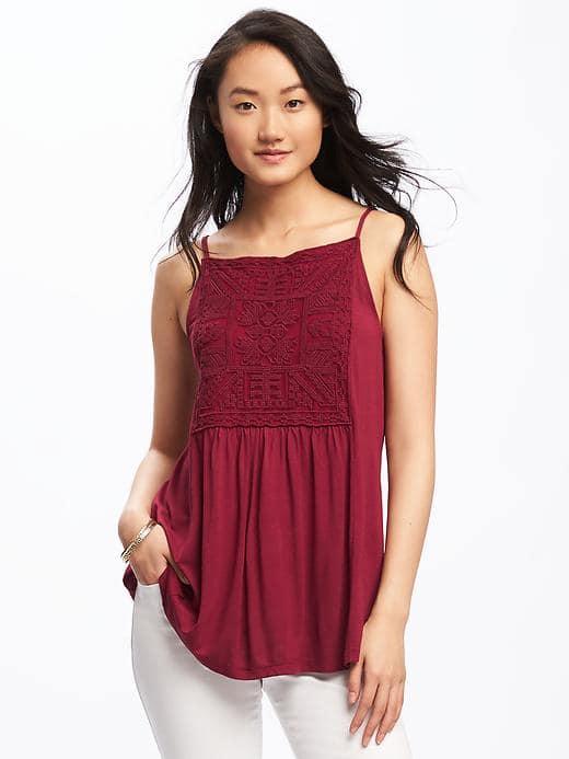 Old Navy Relaxed Embroidered Cami For Women - Marionberry