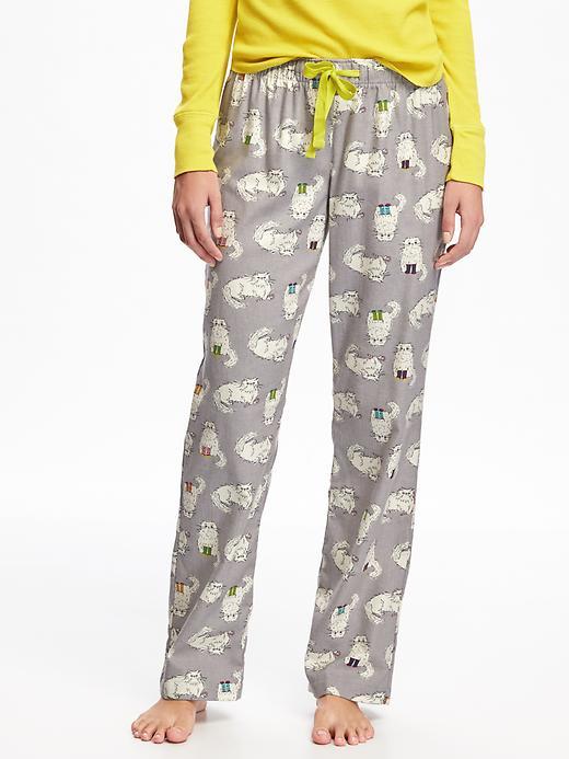 Old Navy Flannel Drawstring Sleep Pants For Women - Kittycat
