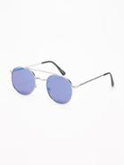 Old Navy Mens Round Top-bar Sunglasses For Men Silver Size One Size