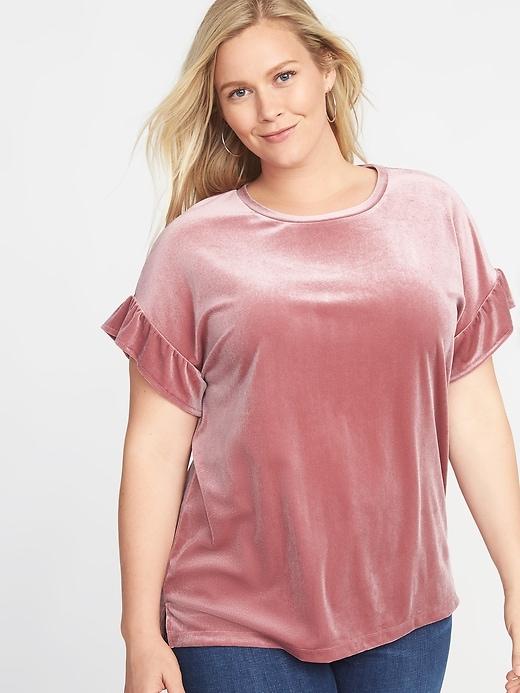 Old Navy Womens Plus-size Ruffle-sleeve Velvet Top Romantic Rose Size 3x