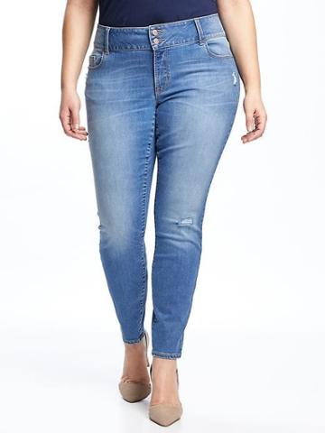 Old Navy Womens High-rise Built-in Sculpt Plus-size Distressed Rockstar Jeans Tucson Blue Size 30