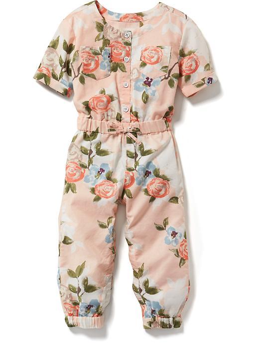 Old Navy Floral Print Oxford Jumpsuit - Pink Floral