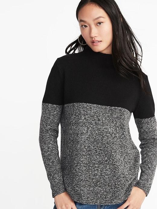 Old Navy Womens Mock-turtleneck Sweater For Women Black/gray Size S