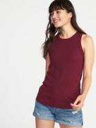 Old Navy Womens Slim-fit High-neck Sleeveless Tee For Women Maroon Jive Size Xs