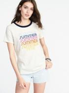 Old Navy Womens Everywear Graphic Ringer Tee For Women Summer Time Size M