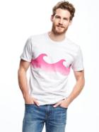 Old Navy Graphic Crew Neck Tee For Men - Pink Stripe