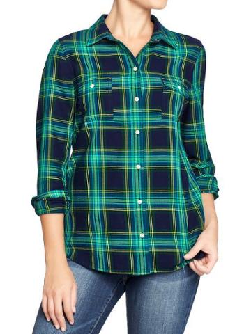Old Navy Old Navy Womens Plaid Shirts - Navy Plaid