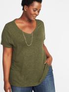Old Navy Womens Plush-knit Plus-size V-neck Swing Tee Hunter Pines Size 2x