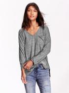 Old Navy Womens Long Sleeve V Neck Tees Size M Tall - Heather Gray