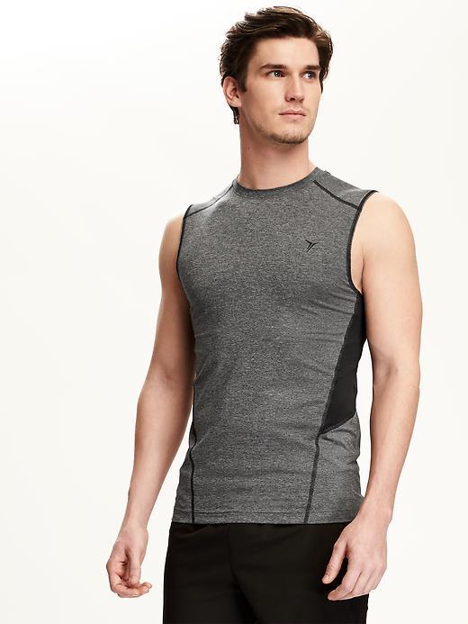 Old Navy Go Dry Mesh Trim Base Layer Muscle Top For Men - Heather Grey