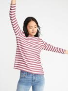 Old Navy Womens Relaxed Mariner-stripe French-terry Top For Women Red Stripe Size Xl