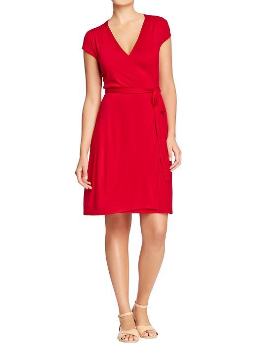 Old Navy Womens Cap Sleeved Wrap Dresses - Robbie Red