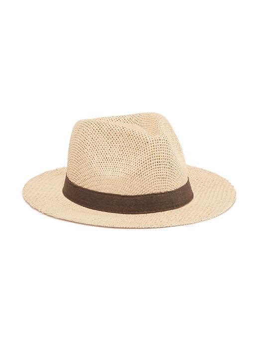 Old Navy Straw Flat Brim Hat For Men - Natural White