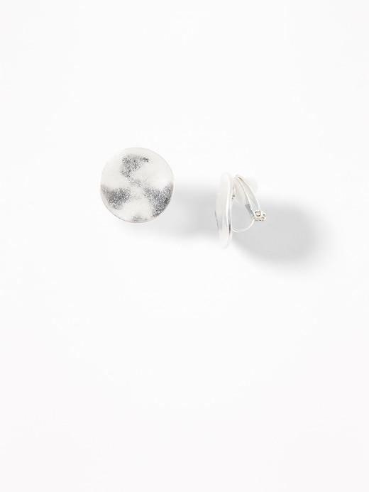 Hammered-disk Clip-on Stud Earrings For Women