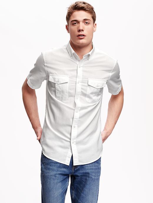 Old Navy Double Pocket Linen Blend Slim Fit Shirt For Men - Flax Linen