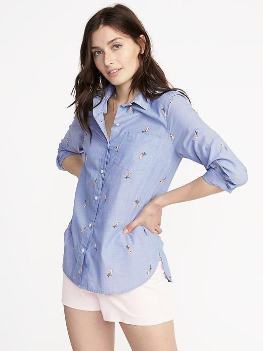 Old Navy Womens Relaxed Classic Printed Shirt For Women Parrots Size S