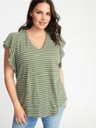 Old Navy Womens Plus-size Ruffle-trim U-neck Top Olive Through This Size 4x