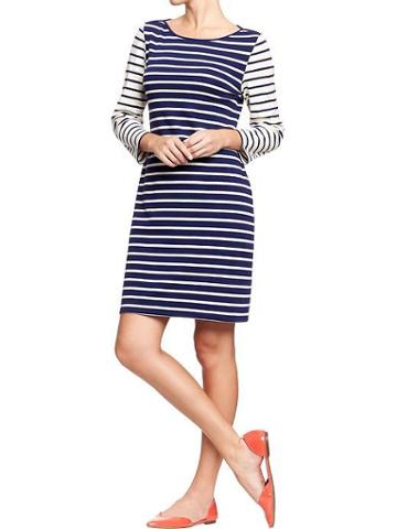 Old Navy Old Navy Womens Striped Color Block Dresses - Navy Stripe