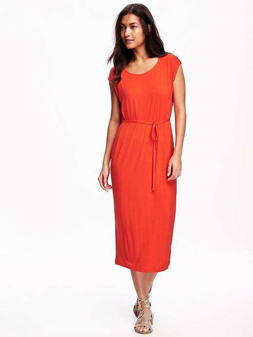 Old Navy Tie Waist Jersey Cocoon Dress For Women - Darling Clementine