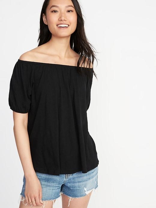 Old Navy Womens Relaxed Bubble-sleeve Top For Women Black Size Xs