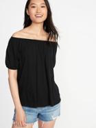Old Navy Womens Relaxed Bubble-sleeve Top For Women Black Size Xs
