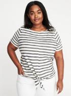 Old Navy Womens Relaxed Plus-size Tie-hem Top Navy Stripe Size 4x