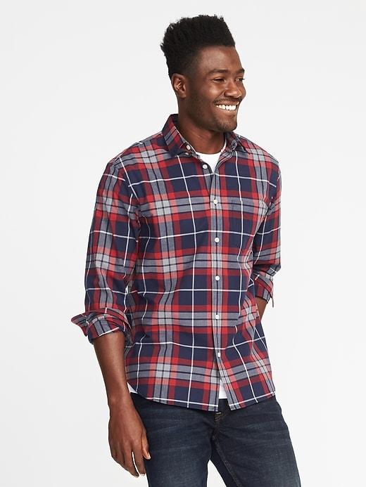 Old Navy Mens Regular-fit Built-in-flex Classic Shirt For Men Sea Salt Size S