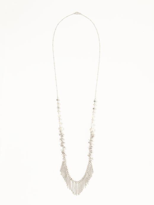 Old Navy Beaded Fringe Chain Necklace For Women - Perry Winkle