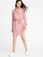 Old Navy Womens Utility Tie-belt Shirt Dress For Women Teak Rose Size S